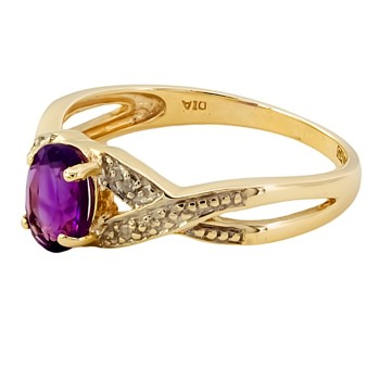 9ct gold Amethyst / Diamond Ring size Q